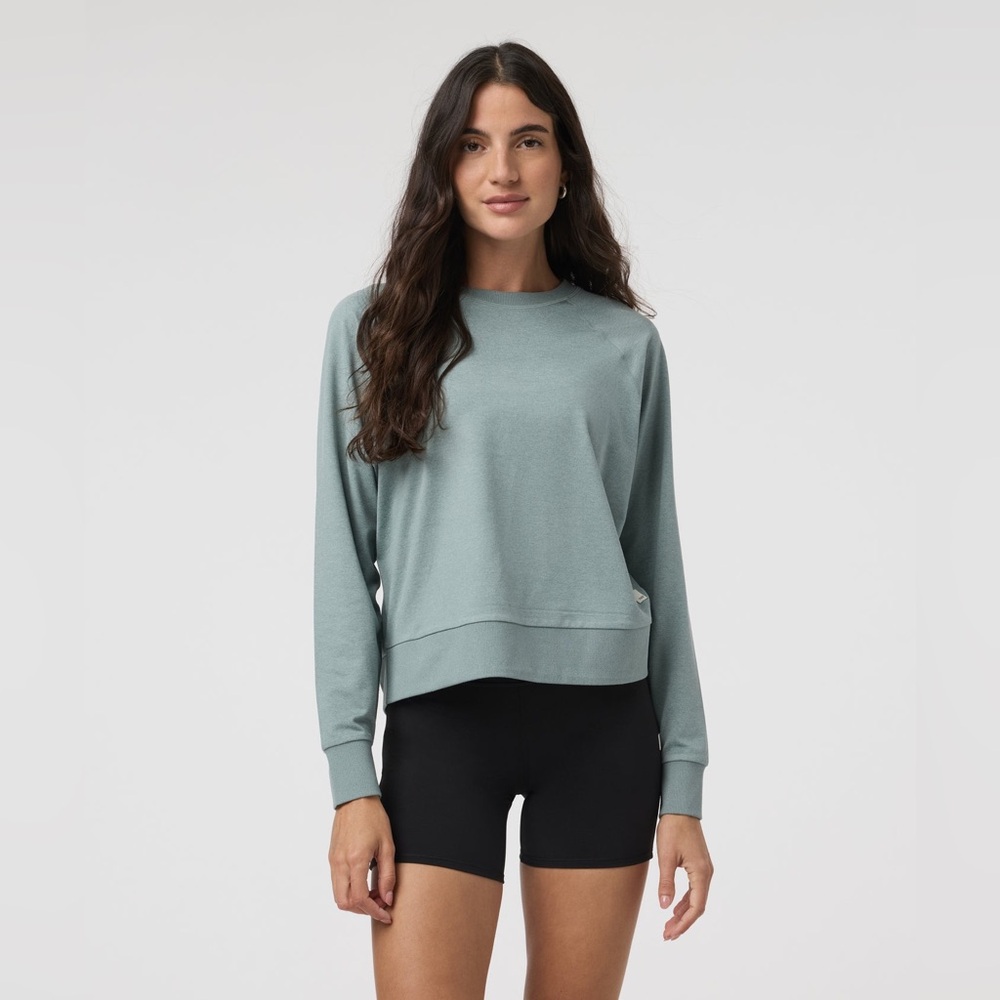 Long Sleeve Halo Crew in Vintage Pistachio Heather